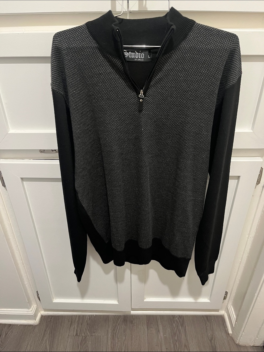 Studio 17 Men's Black & Charcoal Zip-Neck Sweater
